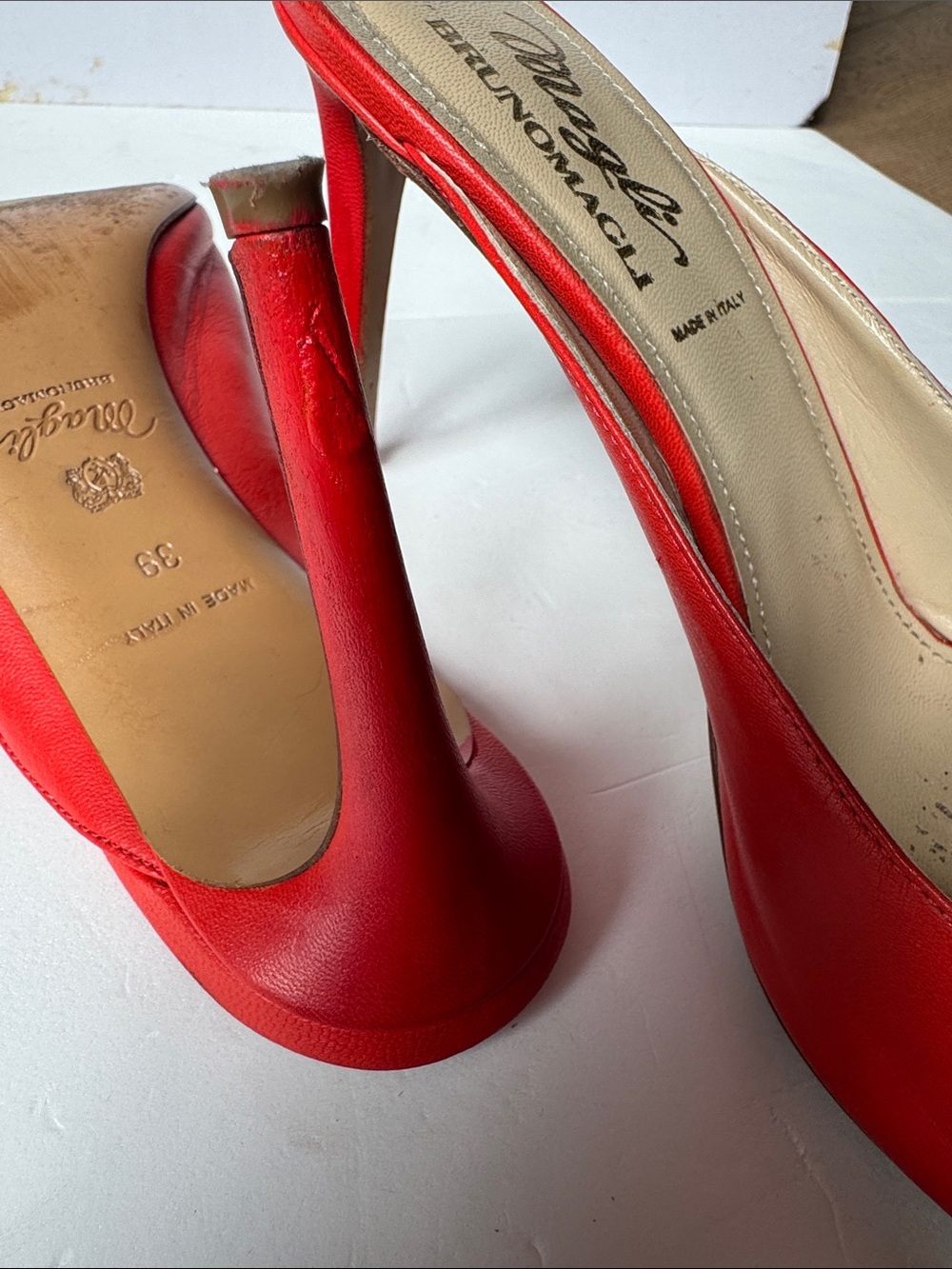 Bruno Magli leather mules with a gold-tone hardware plaque - Picture 8 of 10